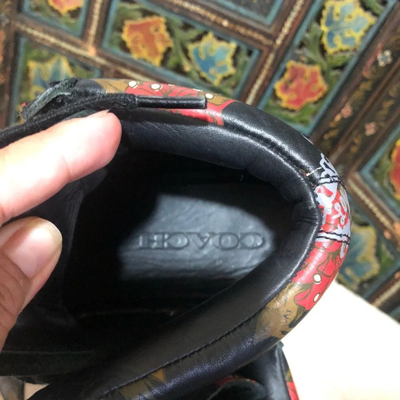 COACH C210 LEATHER WILD LILY FLORAL MID TOPS SIZE 8 - Picture 6 of 7